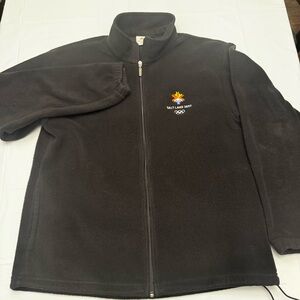 Rare 2002 Salt Lake City Olympics Marker Black Zip up Fleece Jacket ~Unisex XL